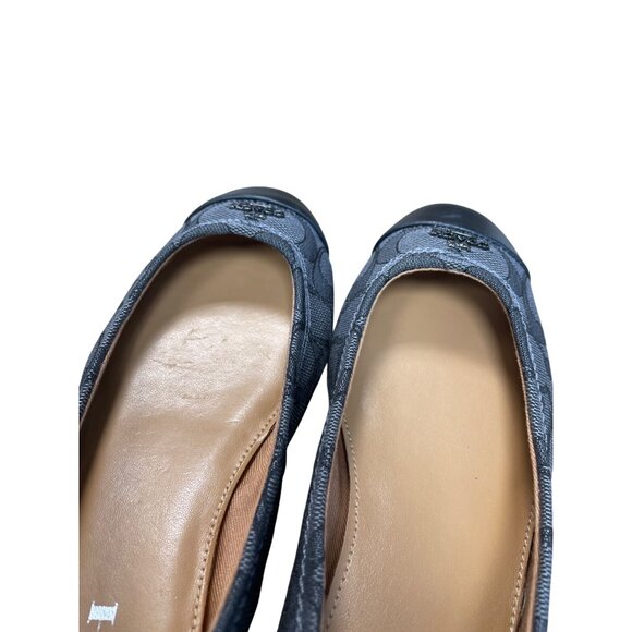 Coach Womens Black Gray Leather Canvas Flats Shoes Size 6B SKU 9200 - Picture 9 of 12
